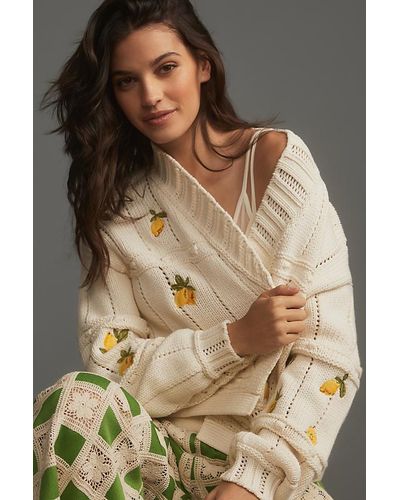 Maeve Fruit-embroidered Cardigan - Brown