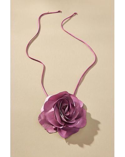Anthropologie Rosette Wrap Necklace - Purple