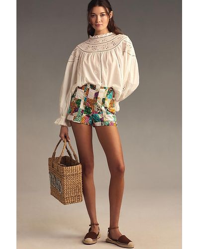 Pilcro The Kit High-rise Utility Shorts By : Patchwork Edition - Natural