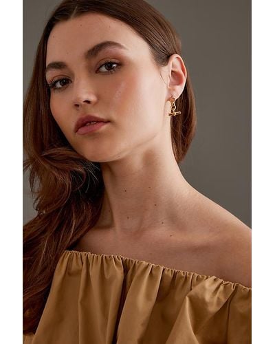 Tilly Sveaas Gold-plated T-bar Drop Earrings - Natural