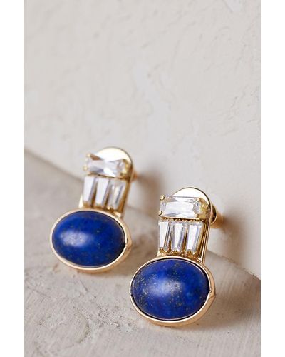 Anthropologie Stone Post Earrings - Blue