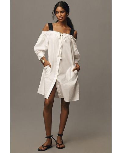 Plenty by Tracy Reese Off-the-shoulder Tie-front Mini Dress - Natural