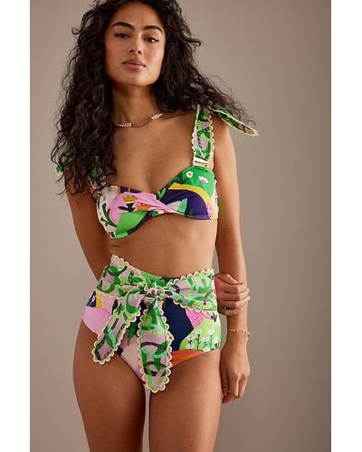 Celiab Petalioli Scalloped Tie High-waisted Bikini Set - Multicolour