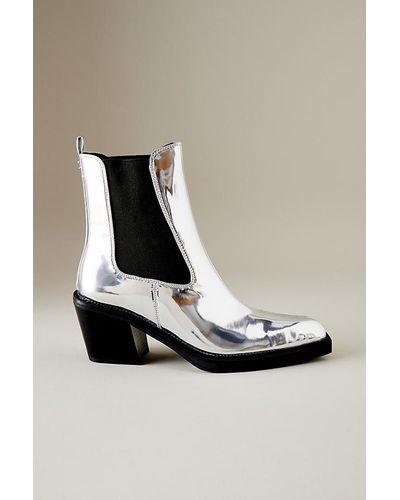 Anthropologie Mindy Liquid Silver Metallic Ankle Boots
