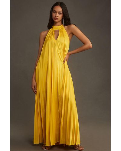 Hutch Pleated Halter Maxi Dress - Yellow