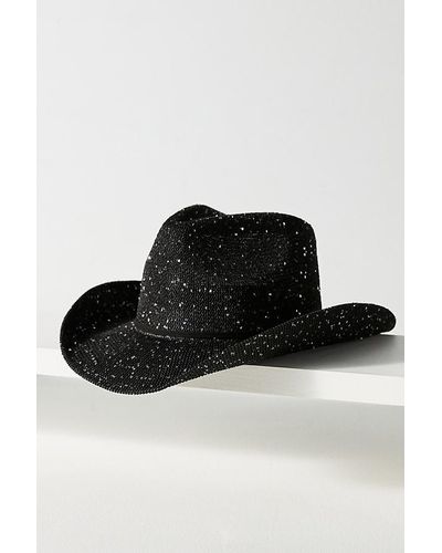Anthropologie Sparkle Straw Cowboy Hat - Black