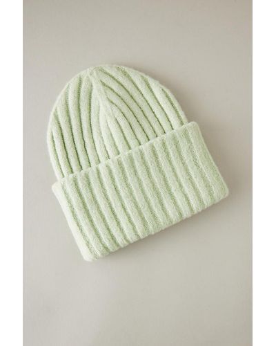 Anthropologie Chunky Ribbed Knit Beanie Hat - Green