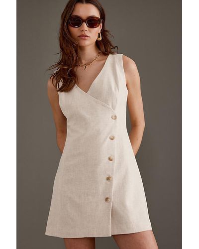 Nobody's Child Farah Linen-blend Wrap Mini Dress - Natural