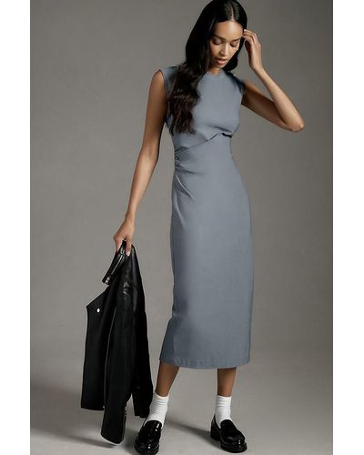 Maeve Cap-sleeve Slim Midi Dress - Grey