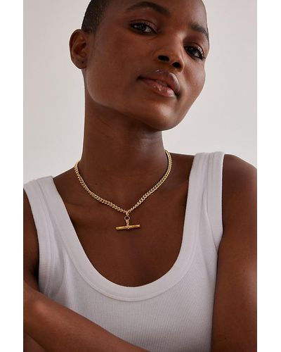 Tilly Sveaas Gold-plated T-bar Curb Link Necklace - Brown
