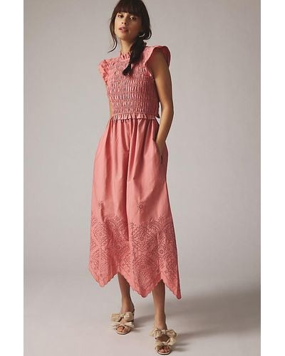 Moon River Flutter-sleeve Dress - Pink