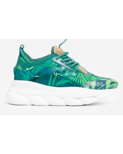 Versace Jungle Print Chain Reaction Sneakers - Green