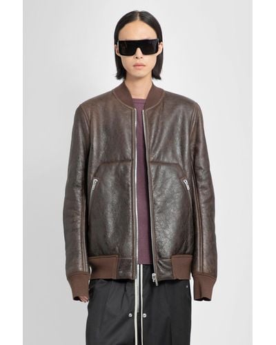 Rick Owens Leather Jackets - Brown