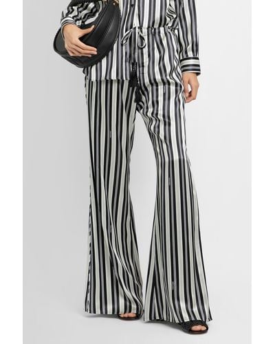 Fendi Striped Silk Satin Trousers - Black