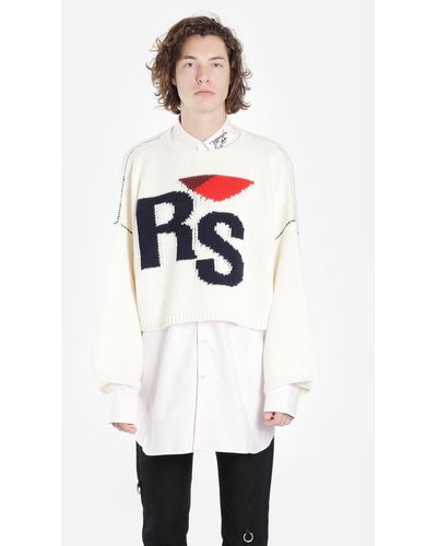 Raf Simons Cropped Rs Sweater - White