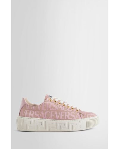 Versace Greca Leather Low Top Trainers - Pink