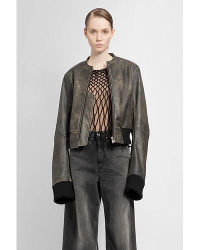 MM6 by Maison Martin Margiela Leather Jackets - Brown