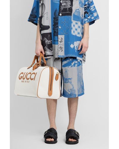 Gucci Graphic-print Poplin Shorts - Blue