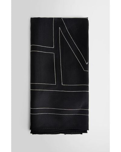 Totême Silk Scarf With Logo - Black