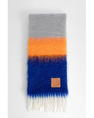 Loewe Wool And Mohair Striped Scarf - Blue