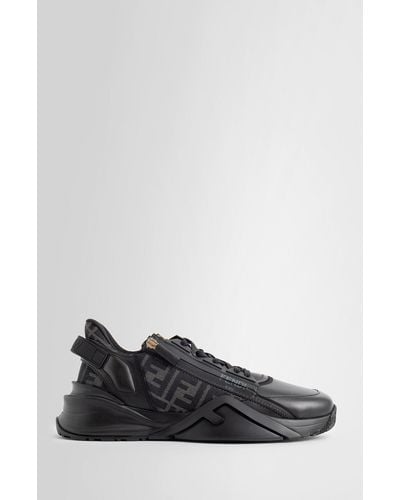 Fendi Flow Vitello Leather & Logo Jacquard Sneakers - Black
