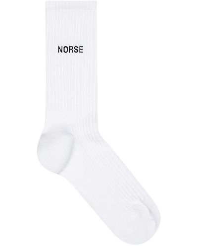 Norse Projects Bjarki Logo Sports Socks - White