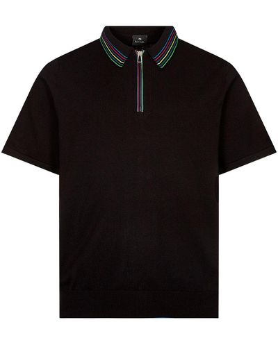 Paul Smith Black Knitted Polo Shirt