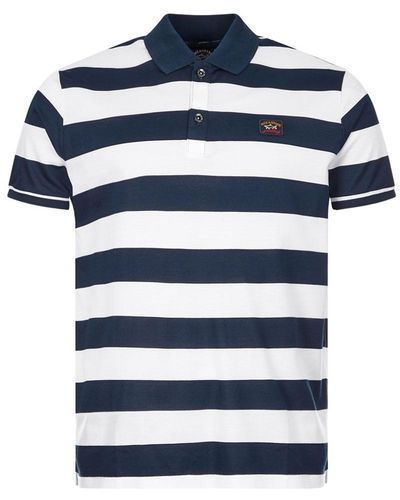 Paul & Shark Navy And White Stripe Polo Shirt - Blue