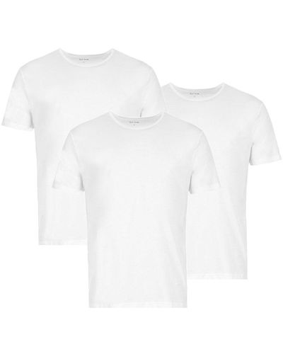 Paul Smith Pack Of 3 White Logo T Shirt With Logo Print To Sleeve