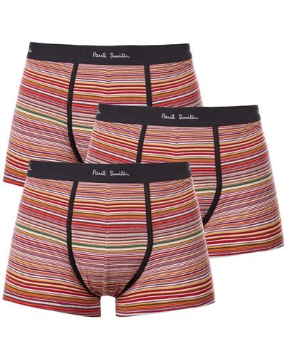 Paul Smith Pack Of 3 Multi Signature Striped Trunk - Red