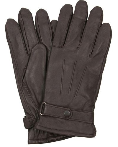 Barbour Brown Burnished Leather Thinsulate Gloves - Grey