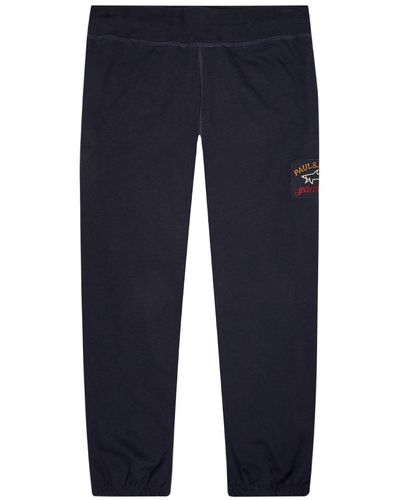Paul & Shark Navy Cotton Joggers With Rubber Badge - Blue
