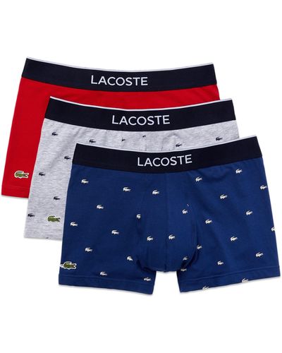 Lacoste 3 Pack Cotton Stretch Trunks - Blue