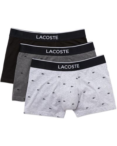 Lacoste 3 Pack Cotton Stretch Trunks - Grey