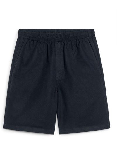 ARKET Cotton-linen Drawstring Shorts - Blue