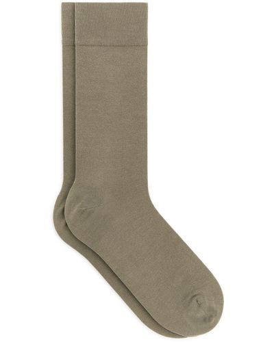 ARKET Mercerised Cotton Plain Socks - Grey