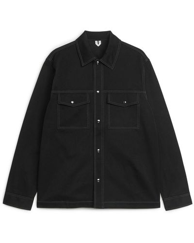 ARKET Cotton Twill Overshirt - Black