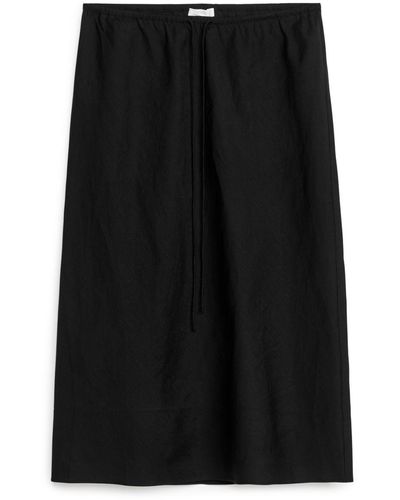 ARKET Drawstring Linen-blend Skirt - Black