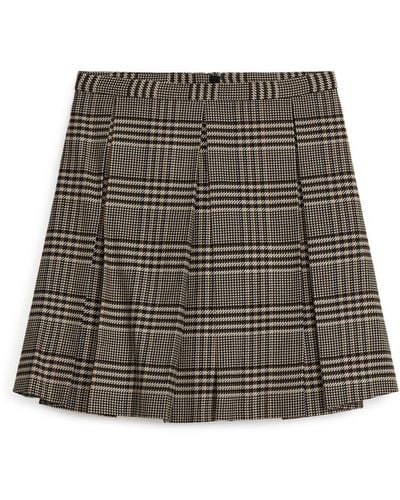 ARKET Pleated Mini Skirt - Brown