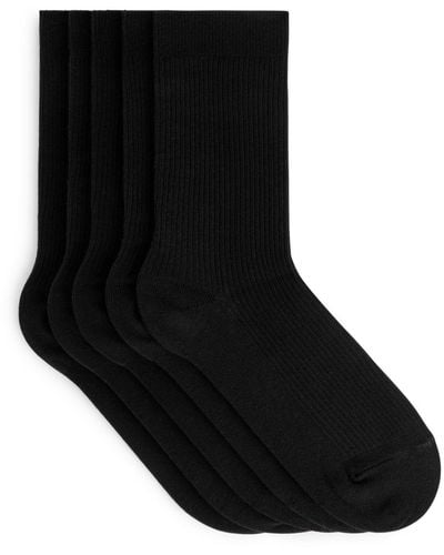 ARKET Cotton Rib Socks Set Of 5 - Black