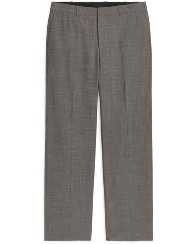 ARKET Straight Wool Trousers - Grey