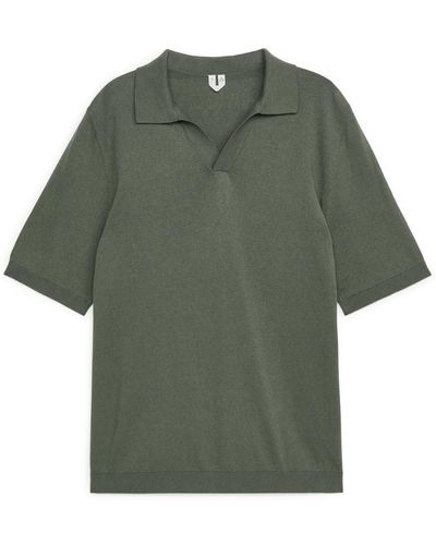 ARKET Poloshirt Aus Baumwoll-Leinen - Grün