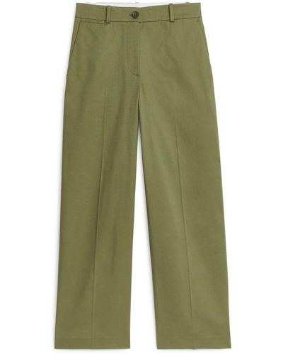 ARKET Wide Cotton Twill Trousers - Green