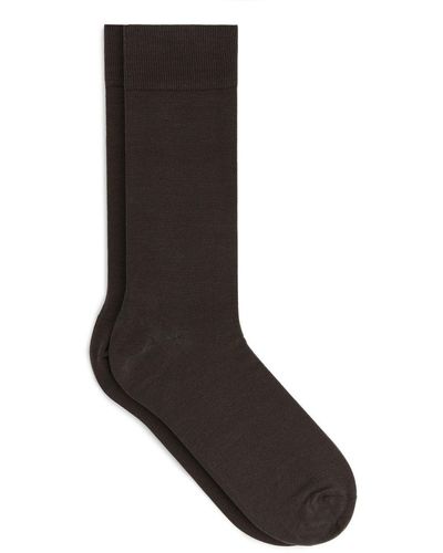 ARKET Mercerised Cotton Plain Socks - Black