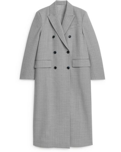 ARKET Tailored Pinstripe Coat - Grey