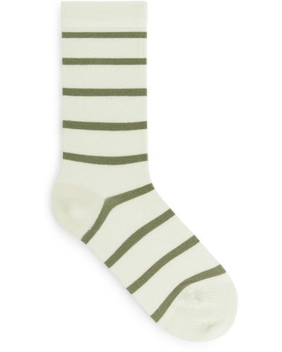 ARKET Striped Cotton Socks - White