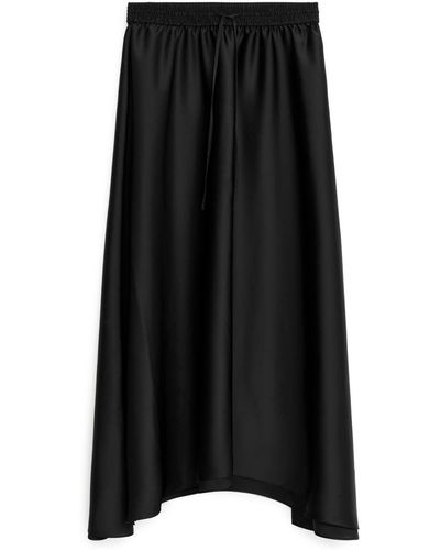 ARKET Midi Satin Skirt - Black