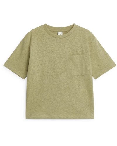 ARKET Loose Fit Linen Blend T-shirt - Green
