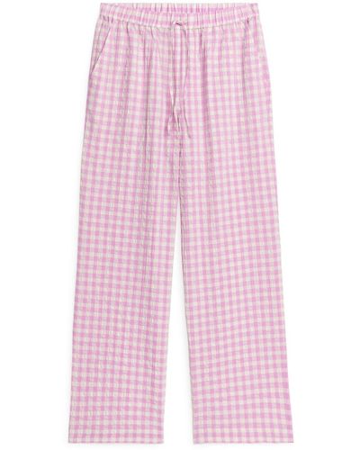ARKET Gingham Seersucker Pyjama Trousers - Pink