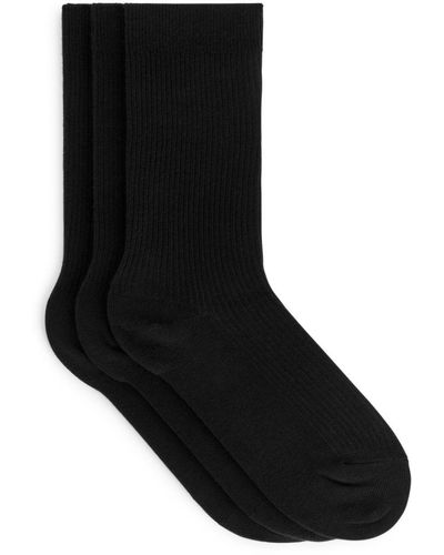 ARKET Cotton Rib Socks Set Of 3 - Black